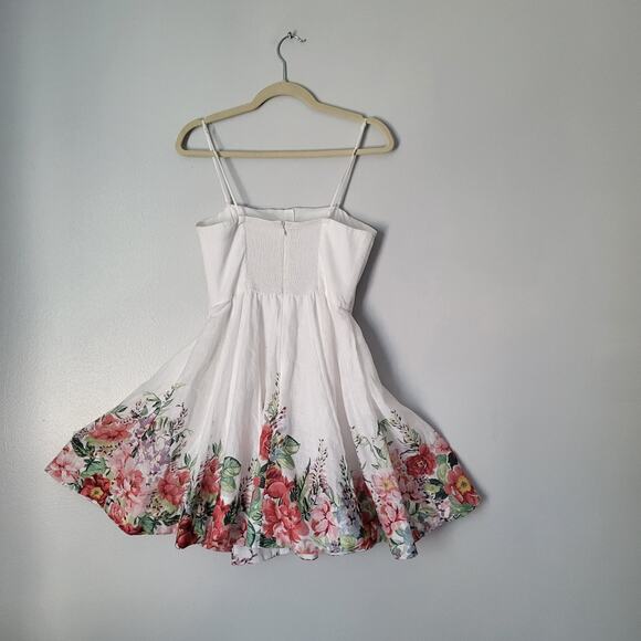 $695 Zimmermann Linen White Bellitude Strapless Shirred Floral-print Min… - Picture 12 of 16